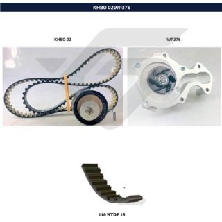 Vandens siurblio ir paskirstymo diržo komplektas HUTCHINSON KHBO 02WP376