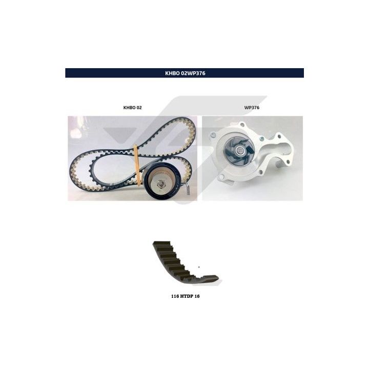 Vandens siurblio ir paskirstymo diržo komplektas HUTCHINSON KHBO 02WP376