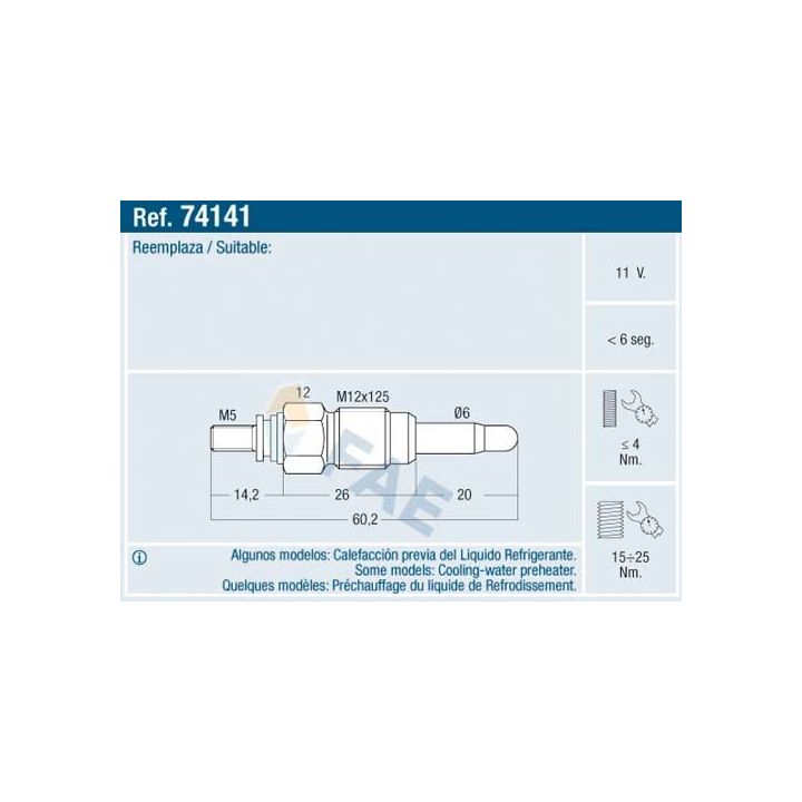 Kaitinimo žvakė FAE 74141