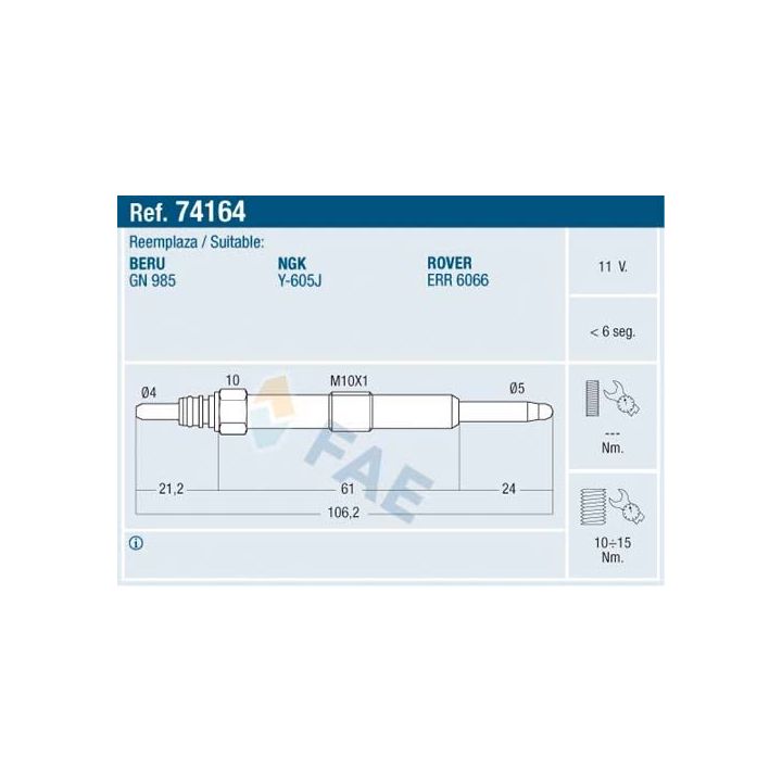 Kaitinimo žvakė FAE 74164