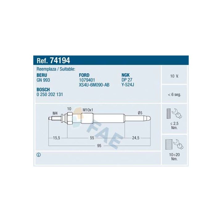 Kaitinimo žvakė FAE 74194