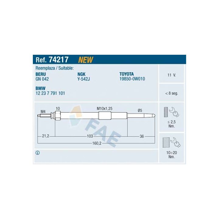 Kaitinimo žvakė FAE 74217