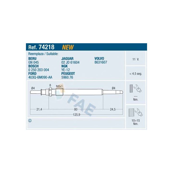 Kaitinimo žvakė FAE 74218
