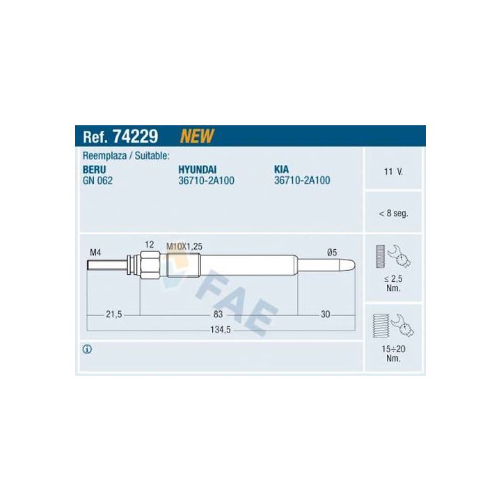 Kaitinimo žvakė FAE 74229