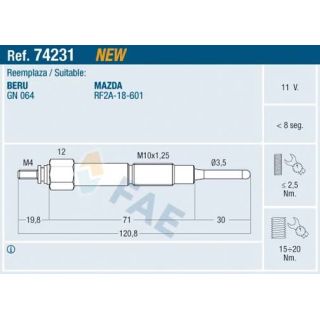 Kaitinimo žvakė FAE 74231