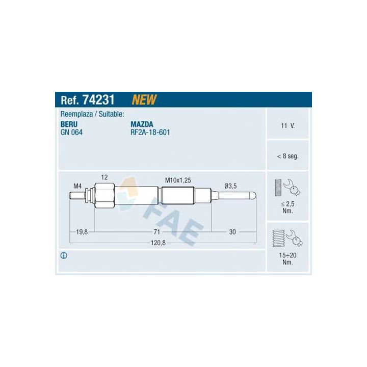 Kaitinimo žvakė FAE 74231