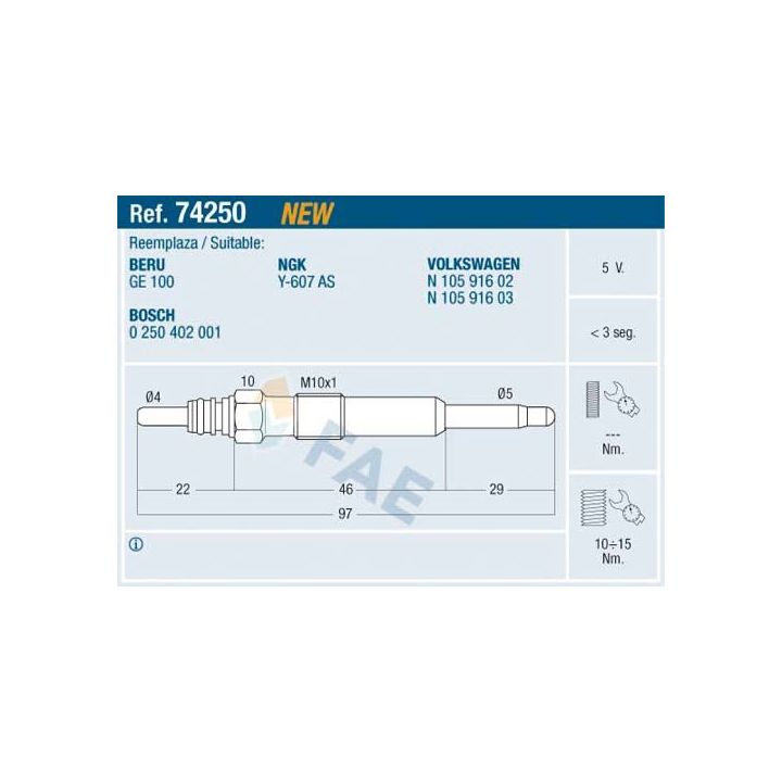 Kaitinimo žvakė FAE 74250
