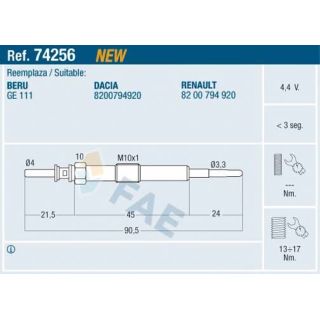 Kaitinimo žvakė FAE 74256