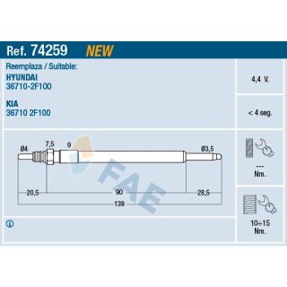 Kaitinimo žvakė FAE 74259