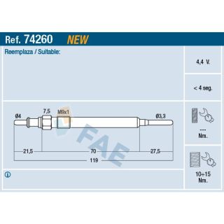 Kaitinimo žvakė FAE 74260