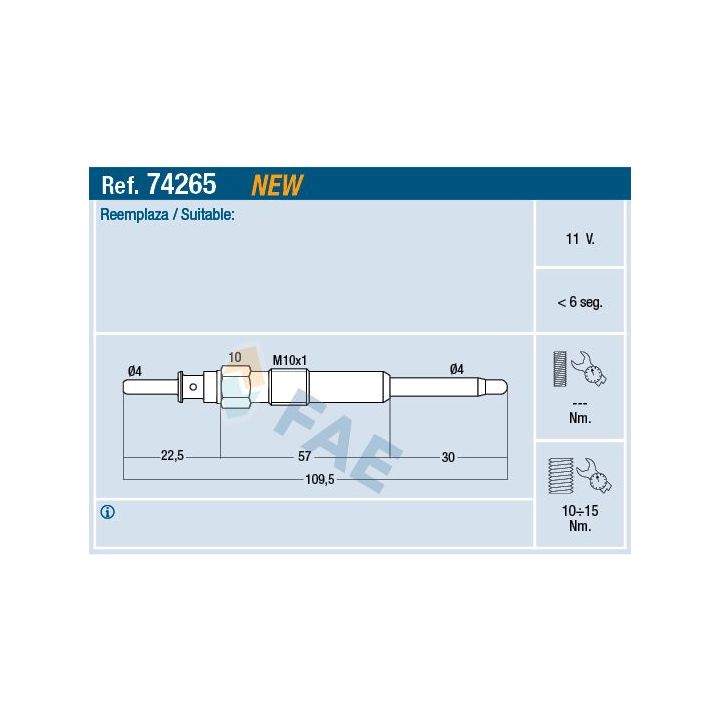 Kaitinimo žvakė FAE 74265