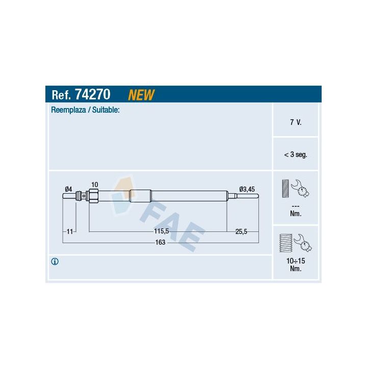 Kaitinimo žvakė FAE 74270