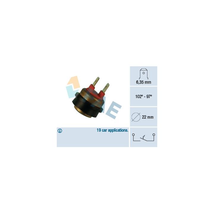 Temperatūros jungiklis, radiatoriaus ventiliatorius FAE 36290