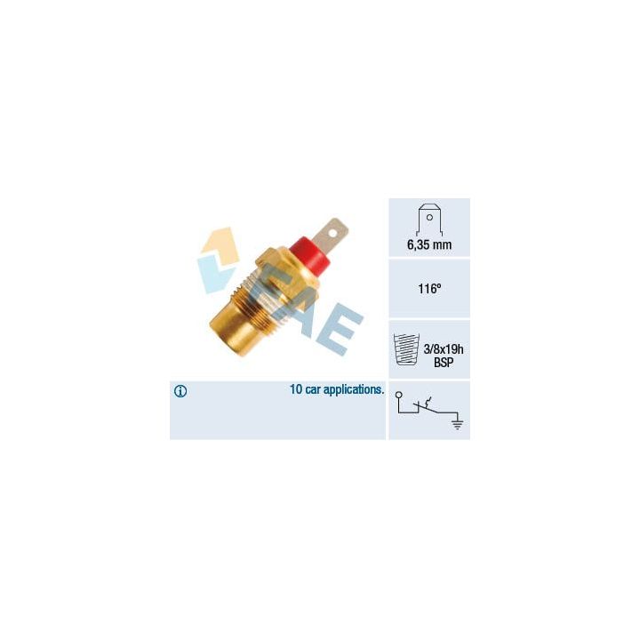 Temperatūros jungiklis, aušinimo skysčio įspėjimo lemputė FAE 35102