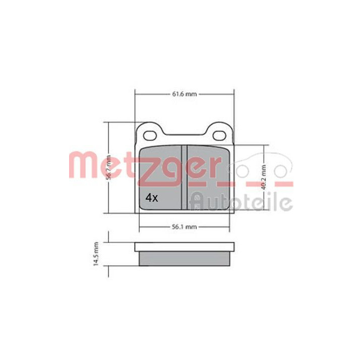 Stabdžių trinkelių rinkinys, diskinis stabdys METZGER 1170003