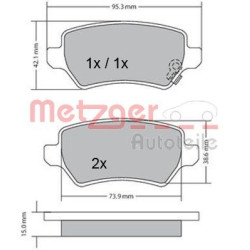 Stabdžių trinkelių rinkinys, diskinis stabdys METZGER 1170004