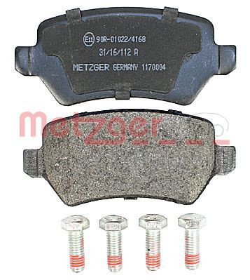 Stabdžių trinkelių rinkinys, diskinis stabdys METZGER 1170004