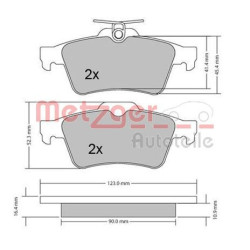 Stabdžių trinkelių rinkinys, diskinis stabdys METZGER 1170006
