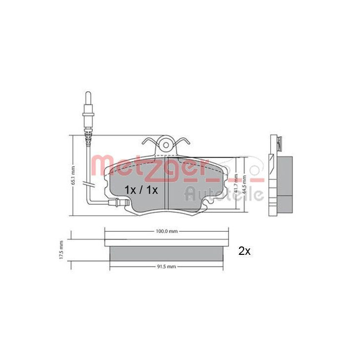 Stabdžių trinkelių rinkinys, diskinis stabdys METZGER 1170009