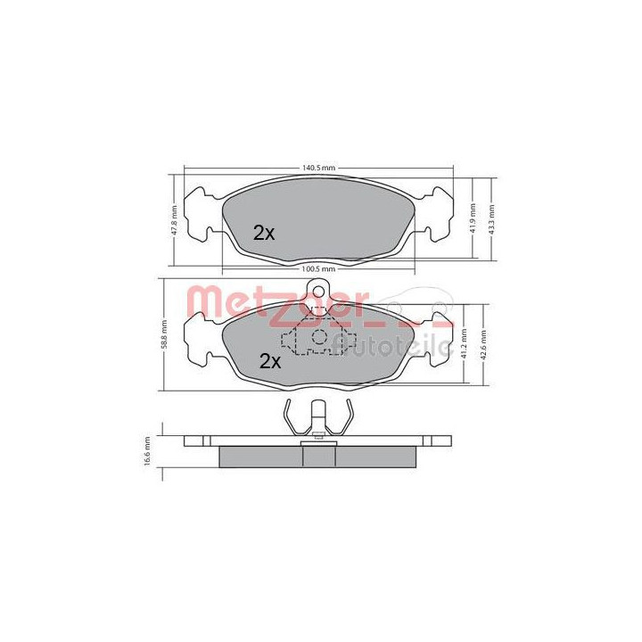 Stabdžių trinkelių rinkinys, diskinis stabdys METZGER 1170015