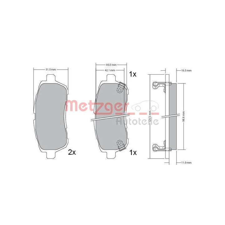 Stabdžių trinkelių rinkinys, diskinis stabdys METZGER 1170017
