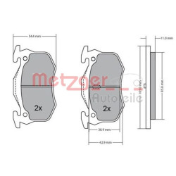 Stabdžių trinkelių rinkinys, diskinis stabdys METZGER 1170050