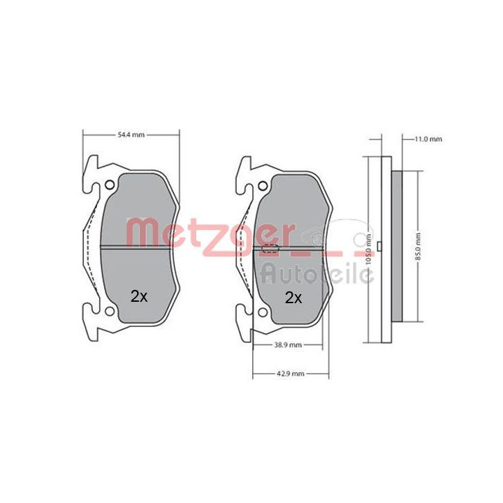 Stabdžių trinkelių rinkinys, diskinis stabdys METZGER 1170050