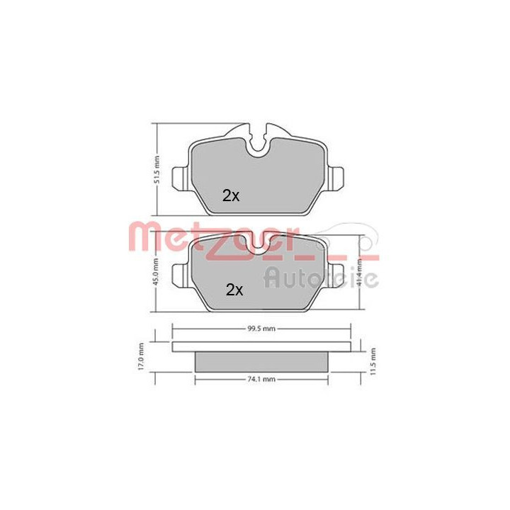 Stabdžių trinkelių rinkinys, diskinis stabdys METZGER 1170052