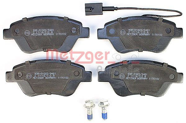 Stabdžių trinkelių rinkinys, diskinis stabdys METZGER 1170102