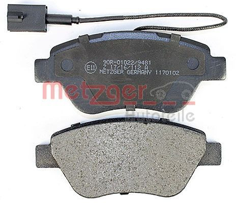 Stabdžių trinkelių rinkinys, diskinis stabdys METZGER 1170102