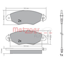 Stabdžių trinkelių rinkinys, diskinis stabdys METZGER 1170115