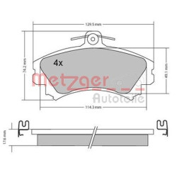 Stabdžių trinkelių rinkinys, diskinis stabdys METZGER 1170166