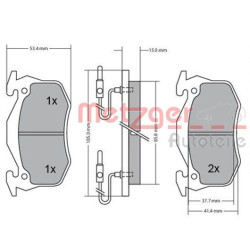 Stabdžių trinkelių rinkinys, diskinis stabdys METZGER 1170176