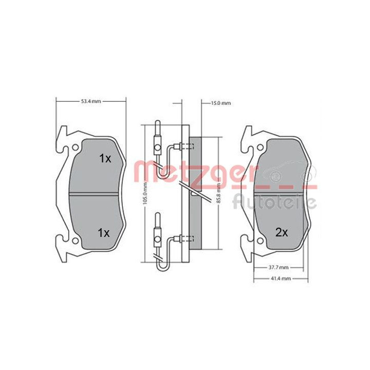 Stabdžių trinkelių rinkinys, diskinis stabdys METZGER 1170176