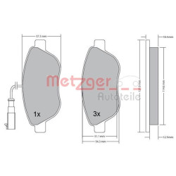 Stabdžių trinkelių rinkinys, diskinis stabdys METZGER 1170185