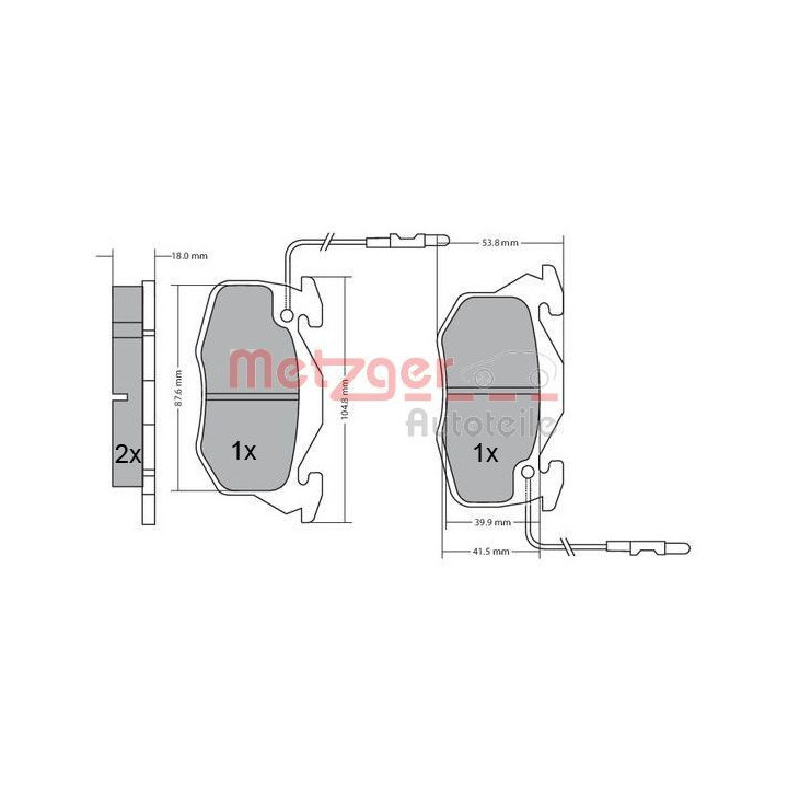 Stabdžių trinkelių rinkinys, diskinis stabdys METZGER 1170195