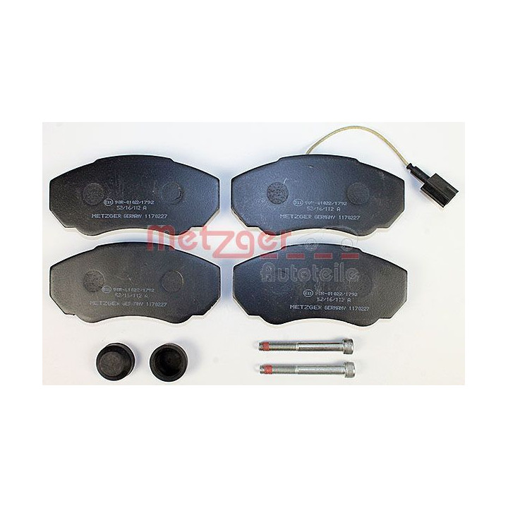 Stabdžių trinkelių rinkinys, diskinis stabdys METZGER 1170227