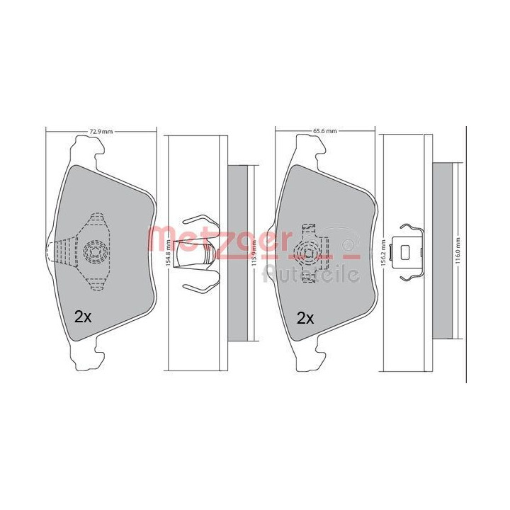 Stabdžių trinkelių rinkinys, diskinis stabdys METZGER 1170233