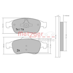 Stabdžių trinkelių rinkinys, diskinis stabdys METZGER 1170265