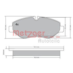 Stabdžių trinkelių rinkinys, diskinis stabdys METZGER 1170271