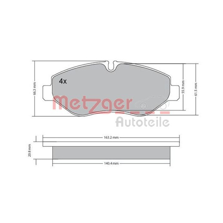 Stabdžių trinkelių rinkinys, diskinis stabdys METZGER 1170271