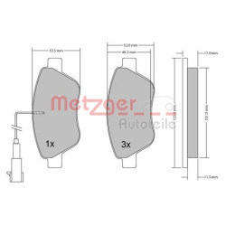 Stabdžių trinkelių rinkinys, diskinis stabdys METZGER 1170296