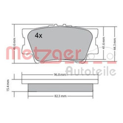 Stabdžių trinkelių rinkinys, diskinis stabdys METZGER 1170313