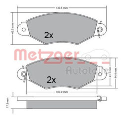 Stabdžių trinkelių rinkinys, diskinis stabdys METZGER 1170330