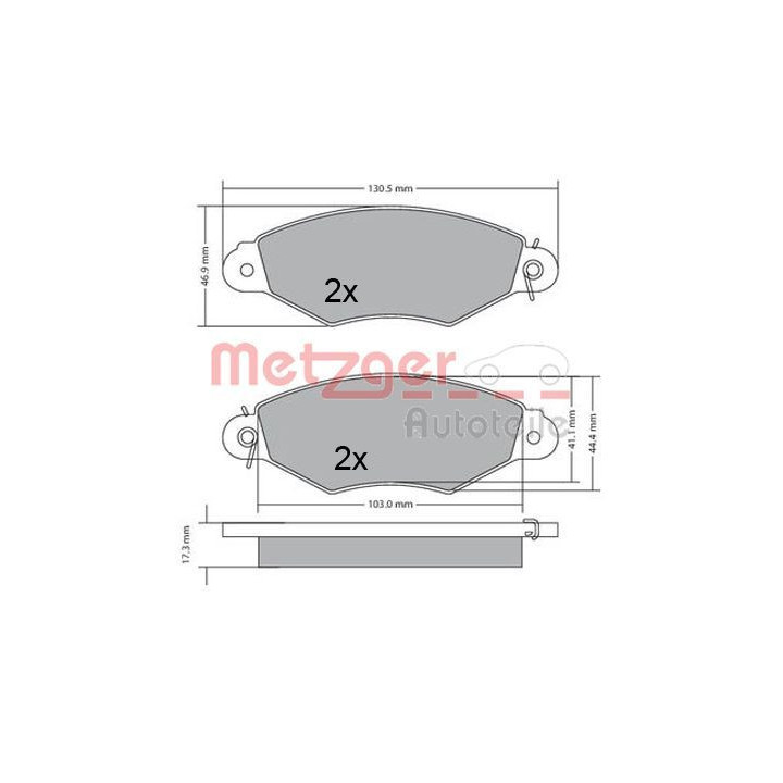 Stabdžių trinkelių rinkinys, diskinis stabdys METZGER 1170330