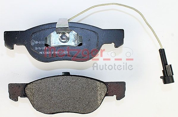 Stabdžių trinkelių rinkinys, diskinis stabdys METZGER 1170338