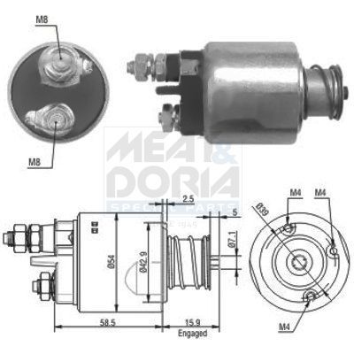 Solenoidinis jungiklis, starteris MEAT & DORIA 46020