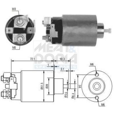 Solenoidinis jungiklis, starteris MEAT & DORIA 46025
