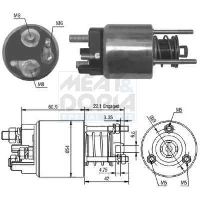 Solenoidinis jungiklis, starteris MEAT & DORIA 46076