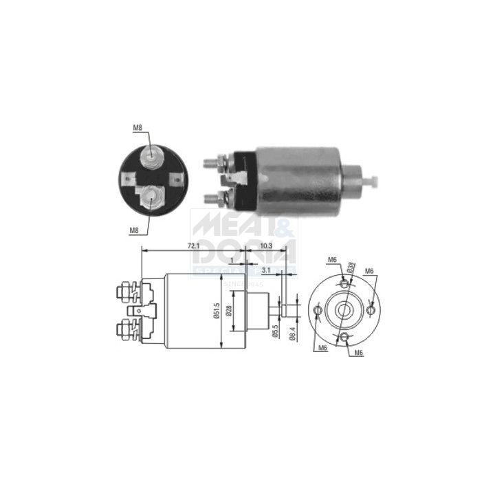 Solenoidinis jungiklis, starteris MEAT & DORIA 46095